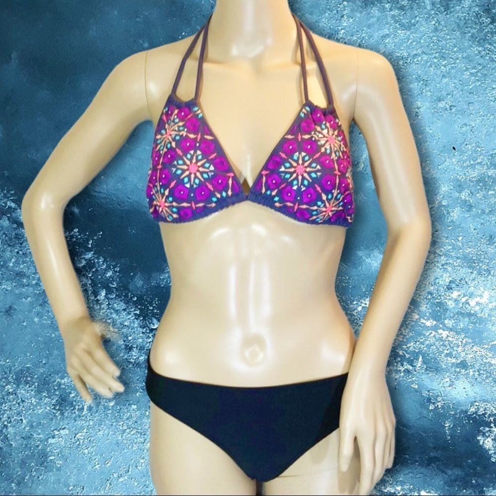 Xhilaration Purple Studded Triangle Bikini Top L